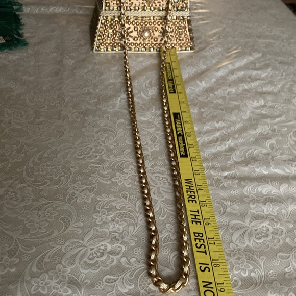 RARE vtg. MARY FRANCES treasurer chest purse w/gold lining, lift top. $145 - Picture 7 of 9